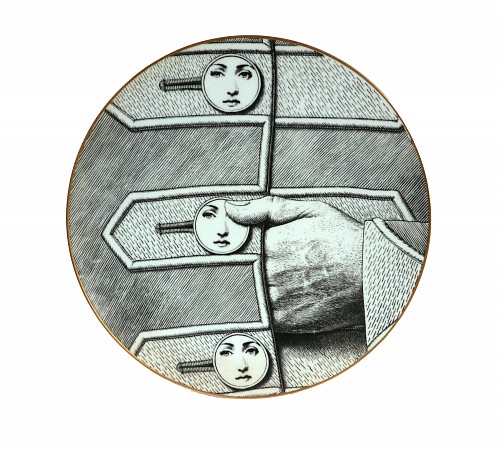Inventory:  Piero Fornasetti, Rosenthal Piero Fornasetti Porcelain Themes & Variations Plate, Motiv 13 with Original Box, 1980s, $650