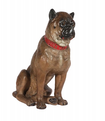 Austrian Cold-Painted Terracotta Model of a Seated Pug Dog with Glass Eyes, 
Austria or Bohemia, Circa 1880&acirc;1900, 18802-1900 $3,000