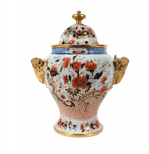 British Porcelain English Porcelain Japan Pattern Potpourri Vase and Cover, Possibly Coalport, 1820-35 $2,500